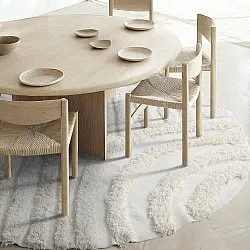 Tapis rond - Cazorla Natural Cotton Shaggy (blanc cassé)