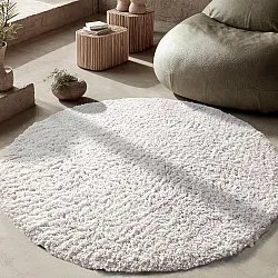 Tapis rond - Combarro Solid Cotton Shaggy (crème)