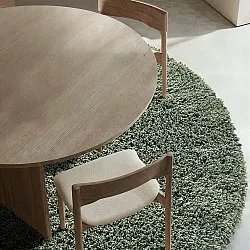 Tapis rond - Combarro Solid Cotton Shaggy (vert)
