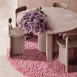 Tapis rond - Combarro Solid Cotton Shaggy (rose clair)