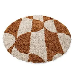 Tapis rond - Kalymnos Natural Cotton Shaggy (blanc cassé/ocre)