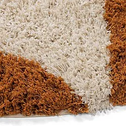 Tapis rond - Kalymnos Natural Cotton Shaggy (blanc cassé/ocre)