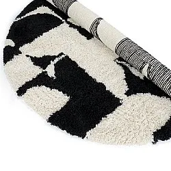 Tapis rond - Marvao Natural Cotton Shaggy (blanc cassé/noir)