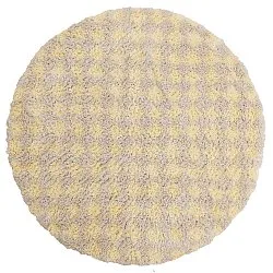 Tapis rond - Methoni Check Cotton Shaggy (crème/jaune clair)