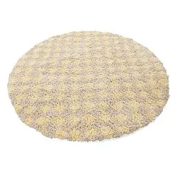 Tapis rond - Methoni Check Cotton Shaggy (crème/jaune clair)