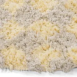 Tapis rond - Methoni Check Cotton Shaggy (crème/jaune clair)