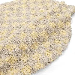 Tapis rond - Methoni Check Cotton Shaggy (crème/jaune clair)