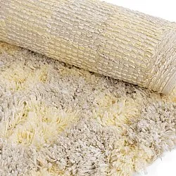 Tapis rond - Methoni Check Cotton Shaggy (crème/jaune clair)