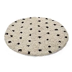 Tapis rond - Soria Natural Cotton Shaggy (blanc cassé/noir)