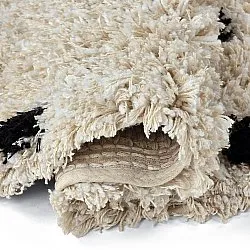Tapis rond - Soria Natural Cotton Shaggy (blanc cassé/noir)