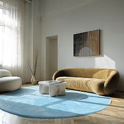 Tapis rond - Aranga Super Soft Fur (bleu clair)