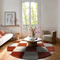 Tapis ronds - Gordes (orange/blanc)