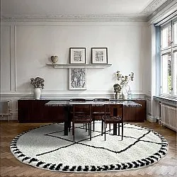 Tapis ronds - Tiznit (blanc/noir)