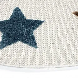 Tapis rond pour enfants - Stars (crème/multicolore)