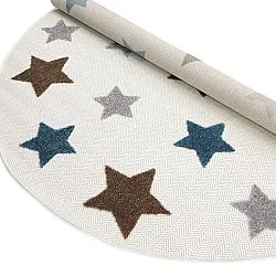 Tapis rond pour enfants - Stars (crème/multicolore)