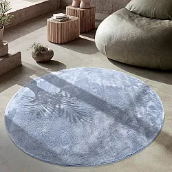 Tapis rond - Aranga Super Soft Fur (bleu acier)