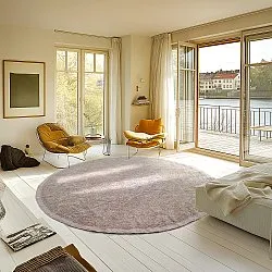 Tapis rond - Celina Natural Cotton Shaggy (taupe/lavande)