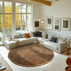 Tapis rond - Celina Natural Cotton Shaggy (marron/orange)