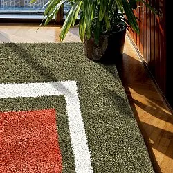 Tapis à poils longs - Alsace (vert/blanc/orange)