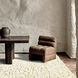 Tapis shaggy - Fassale Hand Woven Wool Shaggy (blanc)