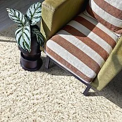 Tapis rond - Fassale Hand Woven Wool Shaggy (blanc)