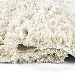 Tapis rond - Fassale Hand Woven Wool Shaggy (blanc)