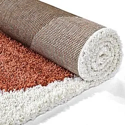 Tapis à poils longs - Sanghar (blanc/orange/vert)