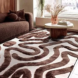 Tapis shaggy - Akaba (brun/rose clair)