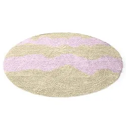 Tapis rond - Amira Natural Cotton Shaggy (beige/violet)