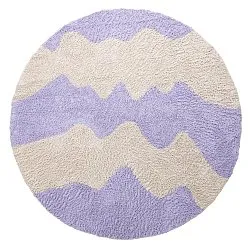 Tapis rond - Amira Natural Cotton Shaggy (violet/beige)