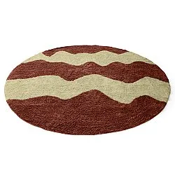Tapis rond - Amira Natural Cotton Shaggy (rouge/beige)