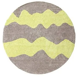 Tapis rond - Amira Natural Cotton Shaggy (taupe/jaune)