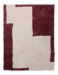 Tapis shaggy - Begur Natural Cotton Shaggy (blanc cassé/bordeaux)