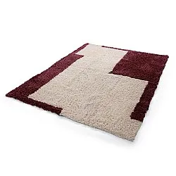 Tapis shaggy - Begur Natural Cotton Shaggy (blanc cassé/bordeaux)