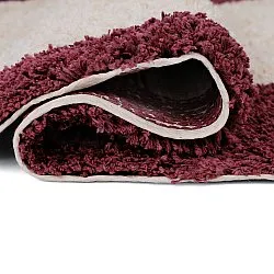 Tapis shaggy - Begur Natural Cotton Shaggy (blanc cassé/bordeaux)