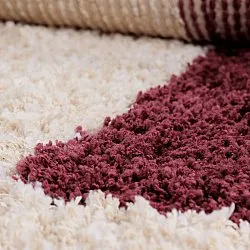 Tapis shaggy - Begur Natural Cotton Shaggy (blanc cassé/bordeaux)