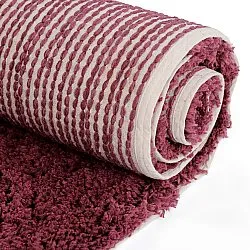 Tapis shaggy - Begur Natural Cotton Shaggy (blanc cassé/bordeaux)