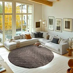 Tapis rond - Conara Natural Cotton Shaggy (taupe)