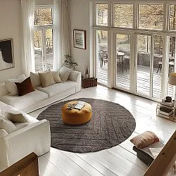 Tapis rond - Conara Natural Cotton Shaggy (taupe)