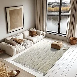 Tapis à poils longs - Cyrus Natural Cotton Shaggy (blanc cassé)