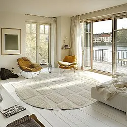 Tapis rond - Cyrus Natural Cotton Shaggy (blanc cassé)