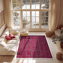 Tapis à poils longs - Cyrus Natural Cotton Shaggy (rouge)