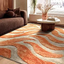 Tapis shaggy - Fergana (crème/orange)