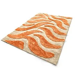 Tapis shaggy - Fergana (crème/orange)