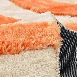 Tapis shaggy - Fergana (crème/orange)