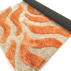 Tapis shaggy - Fergana (crème/orange)