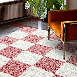 Tapis à poils longs - Gordes (rose/blanc)