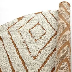 Tapis rond - Holwell Natural Cotton Shaggy (umazano bela/rjava)