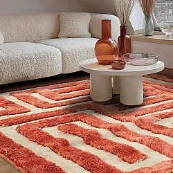 Tapis shaggy - Karbala (crème/rouge)