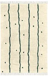 Tapis shaggy - Leora Natural Cotton Shaggy (beige/vert)